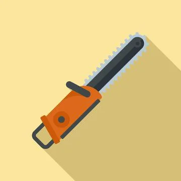 Building chainsaw icon, flat style Stock Illustration