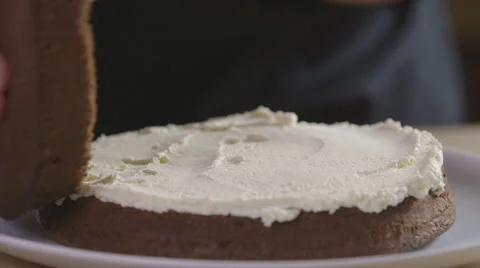 Building a chocolate cake Stock Footage 64047398