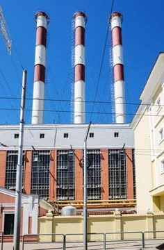 The building of CHPP of Samara GRES Stock Photos