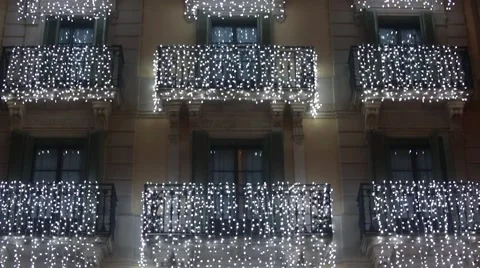 Building with Christmas lights. Stock Footage 58165580