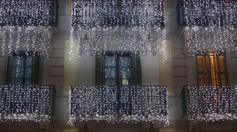 Building with Christmas lights. Stock Footage 58165645