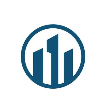 Building with circle logo vector Stock Illustration