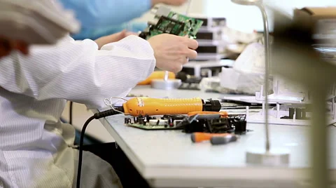 Building Circuit Boards in Electronics Factory Stock Footage 50304173