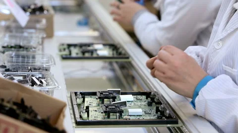Building Circuit Boards in Electronics Factory Stock Footage 50304185