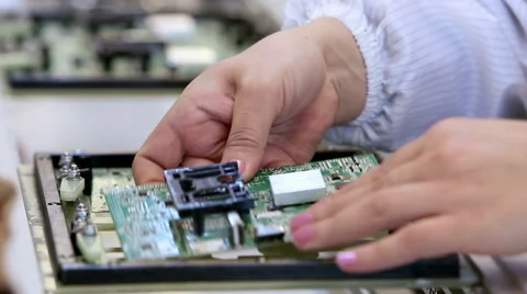 Building Circuit Boards in Electronics Factory Stock Footage 50304283