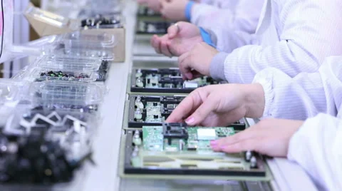 Building Circuit Boards in Electronics Factory Stock Footage 50304416