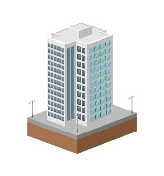 Building of City. Isometric design. Vector graphic Illustrazione stock