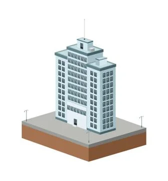 Building of City. Isometric design. Vector graphic Ilustración de archivo