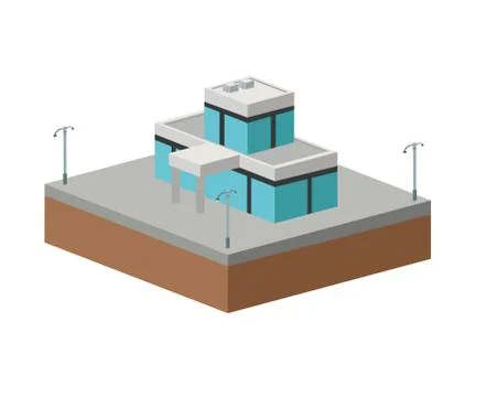 Building of City. Isometric design. Vector graphic Ilustración de archivo