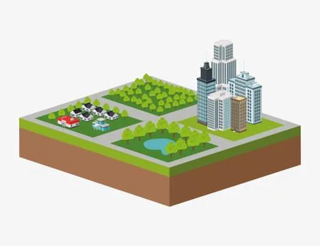 Building of City. Isometric design. Vector graphic Ilustración de archivo