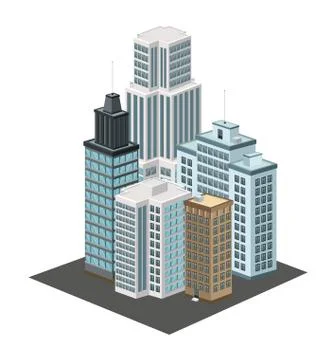 Building of City. Isometric design. Vector graphic Ilustración de archivo