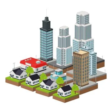 Building of City. Isometric design. Vector graphic Ilustración de archivo