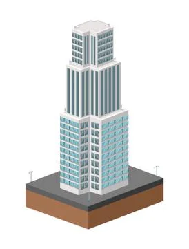Building of City. Isometric design. Vector graphic Ilustración de archivo