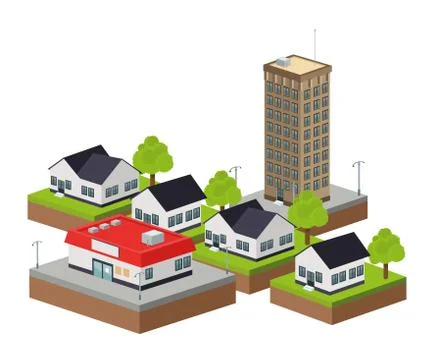 Building of City. Isometric design. Vector graphic Ilustración de archivo