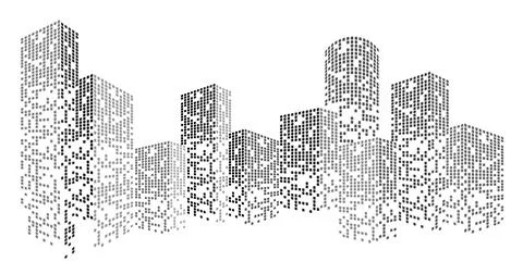 Building City Vector cityscape background featuring illuminated building Illustrazione stock