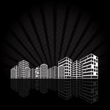 Building cityscape in night vector illustration Illustrazione stock