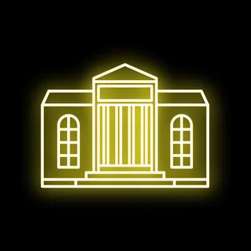 Building with classical architecture generating neon light Stock Illustration