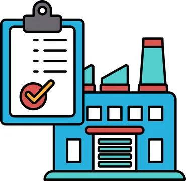 A building with a clipboard on it that says "Checked" Ilustración de archivo