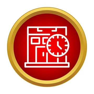 Building clock icon representing business time management Ilustración de archivo