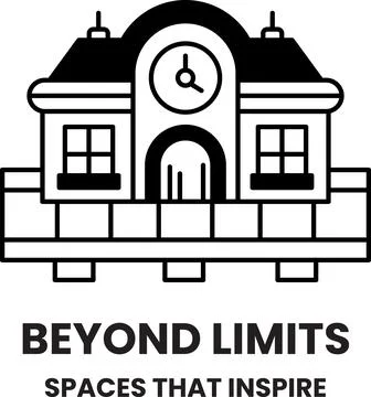 A building with a clock on it that says Beyond Limits Ilustración de archivo