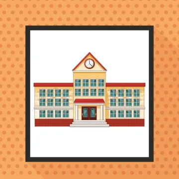 Building clock school design Ilustración de archivo