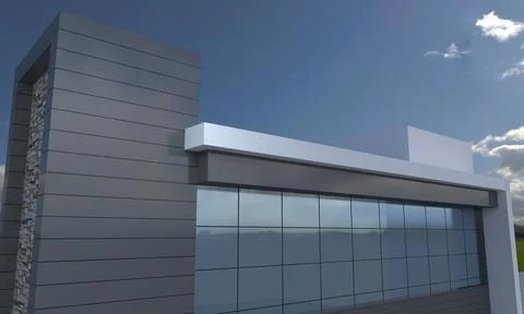 Building Closeup 3d Rendered Ilustración de archivo