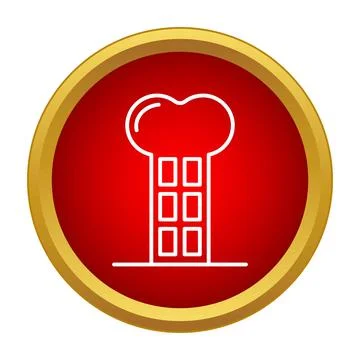 Building with cloud shape roof line icon button Illustrazione stock