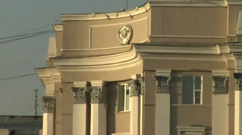 Building with a coat of arms of the Soviet Union Stock Footage 10840545