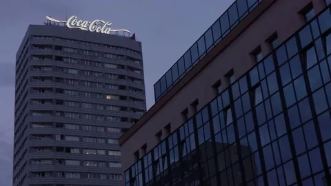 Building with Coca Cola neon Stock Footage 147690464
