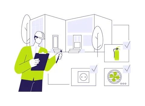 Building code inspection abstract concept vector illustration. Stock Illustration