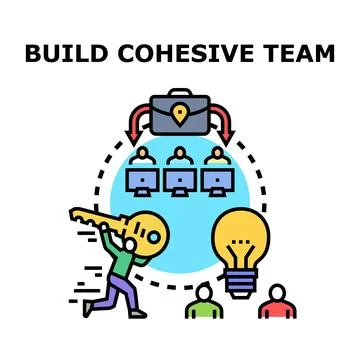 Building cohesive team concept using a key Stock Illustration