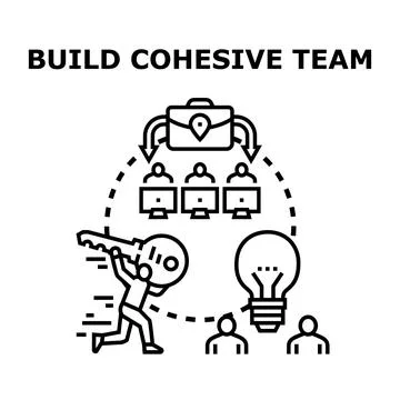 Building cohesive team concept using a key Stock Illustration