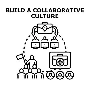 Building collaborative culture and teamwork in business Ilustración de archivo