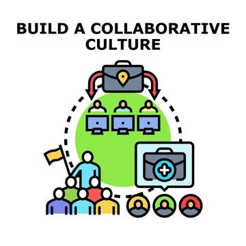 Building collaborative culture and teamwork in business Ilustración de archivo