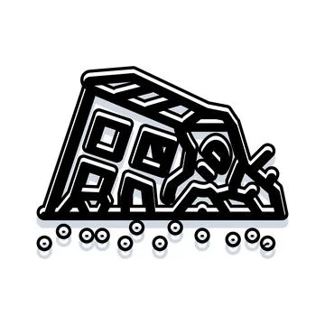 Building collapse disaster icon representing destruction and debris Stock Illustration