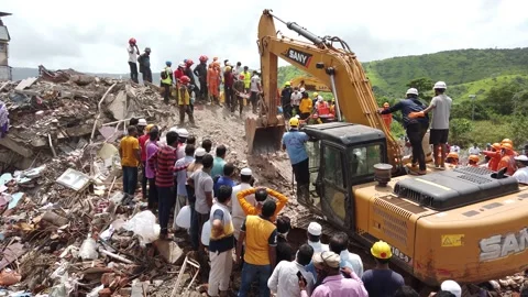 Building collapse - Mahad Stock Footage 157815435