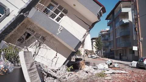 The building that collapsed in the earthquake. Stock Footage 233220463