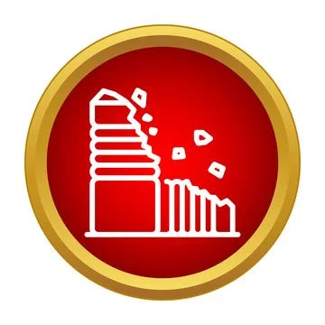 Building collapsing due to natural disaster in red circle Ilustración de archivo