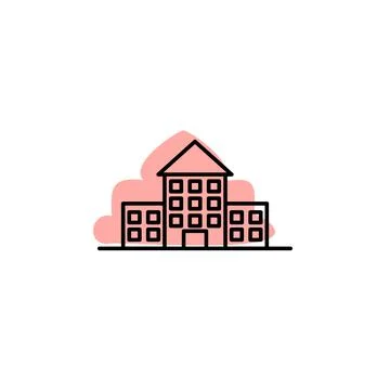 Building with color shadow vector icon in building set Stock Illustration