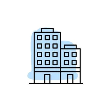 Building with color shadow vector icon in building set Stock Illustration