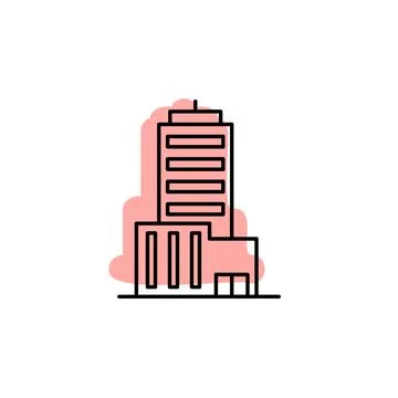 Building with color shadow vector icon in building set Stock Illustration