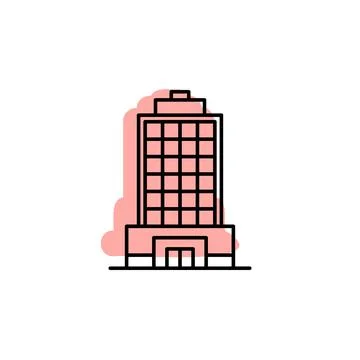 Building with color shadow vector icon in building set Stock Illustration