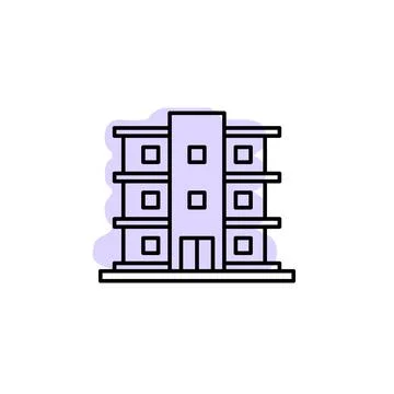 Building with color shadow vector icon in building set Stock Illustration