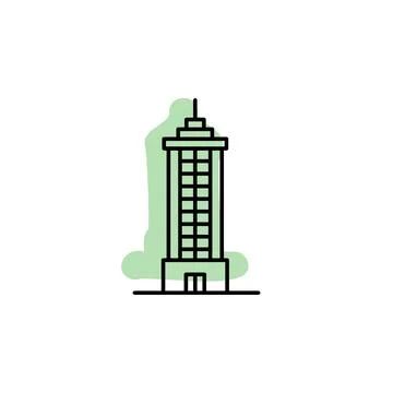 Building with color shadow vector icon in building set Stock Illustration