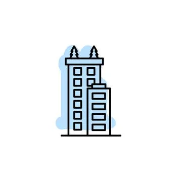 Building with color shadow vector icon in building set Stock Illustration