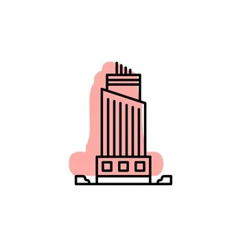 Building with color shadow vector icon in building set Stock Illustration