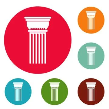 Building column icons circle set Ilustración de archivo