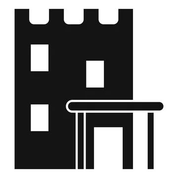 Building with columns and canopy, modern architecture icon Ilustración de archivo