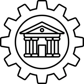 A building with columns and a dome is drawn in black and white Ilustración de archivo