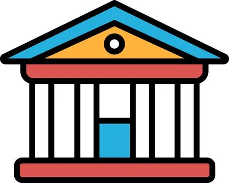 A building with columns and a dome on top In the concept of business icons Ilustración de archivo